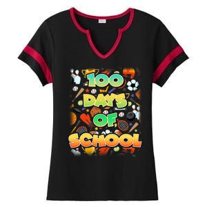 100 Days Of School Sports Ladies Halftime Notch Neck Tee