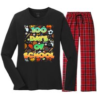 100 Days Of School Sports Women's Long Sleeve Flannel Pajama Set 