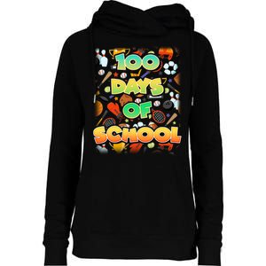 100 Days Of School Sports Womens Funnel Neck Pullover Hood