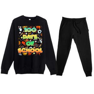 100 Days Of School Sports Premium Crewneck Sweatsuit Set