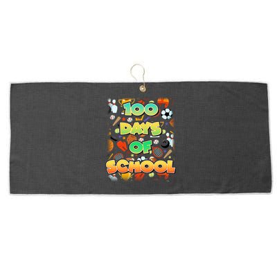 100 Days Of School Sports Large Microfiber Waffle Golf Towel