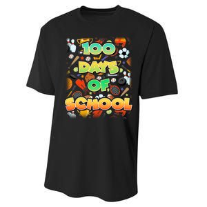 100 Days Of School Sports Performance Sprint T-Shirt