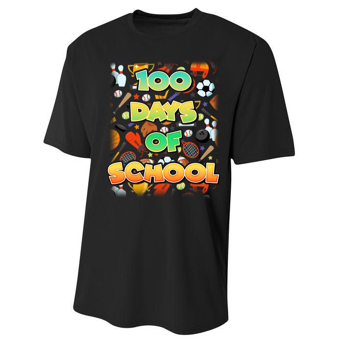 100 Days Of School Sports Performance Sprint T-Shirt