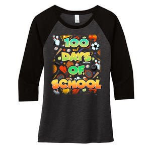 100 Days Of School Sports Women's Tri-Blend 3/4-Sleeve Raglan Shirt