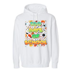 100 Days Of School Sports Garment-Dyed Fleece Hoodie