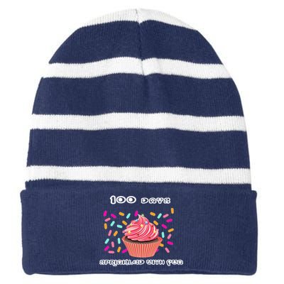 100 Days Of School Sprinkled With Fun Striped Beanie with Solid Band