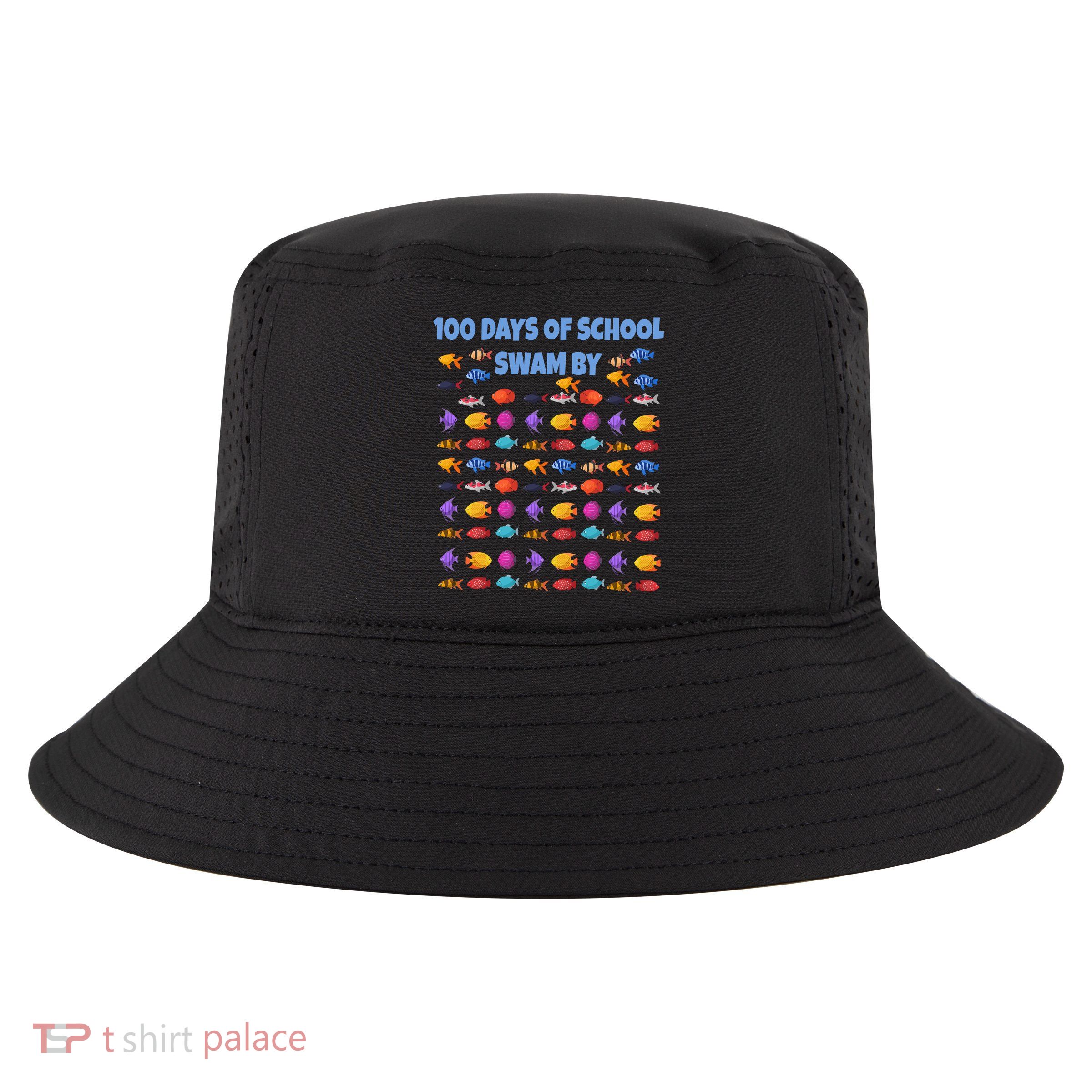 100 Days Of School Swam By Fish Cool Comfort Performance Bucket Hat