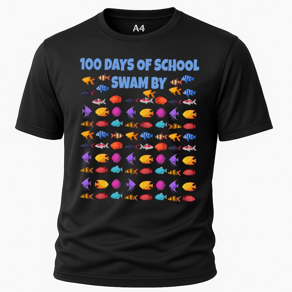 100 Days Of School Swam By Fish Performance Shirt
