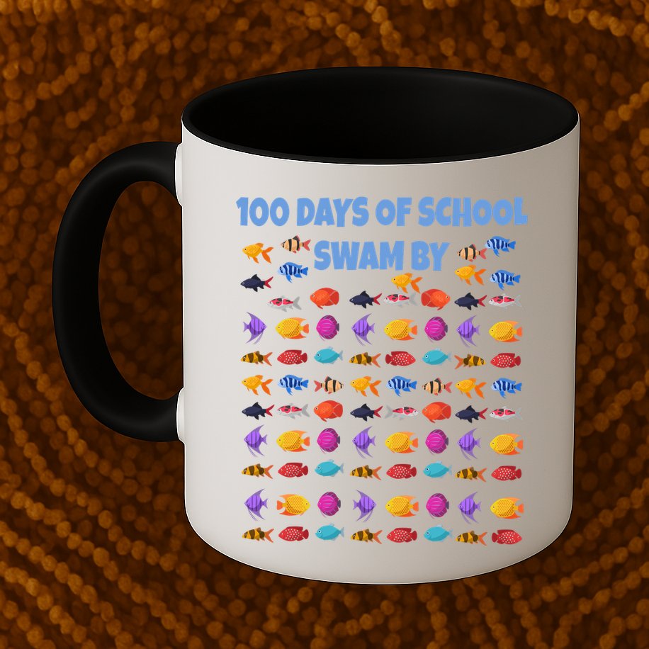 100 Days Of School Swam By Fish Mug