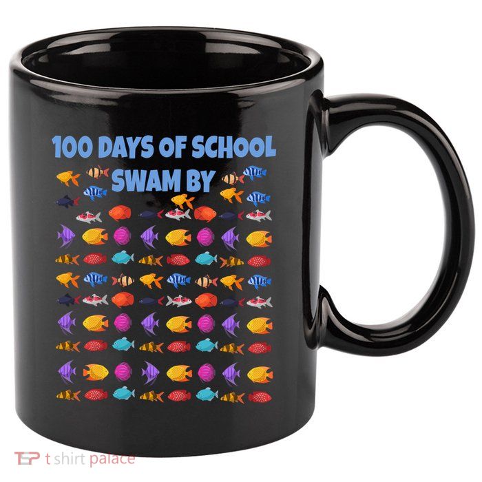 100 Days Of School Swam By Fish 11oz C Handle Ceramic Mug