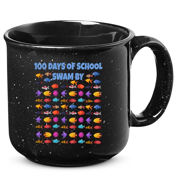 100 Days Of School Swam By Fish 15oz Campfire Ceramic Mug