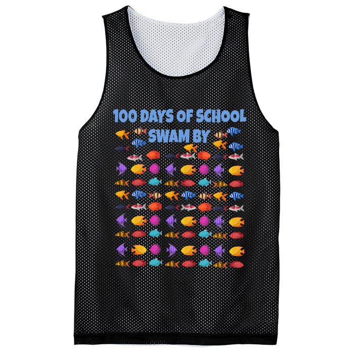 100 Days Of School Swam By Fish Mesh Reversible Basketball Jersey Tank