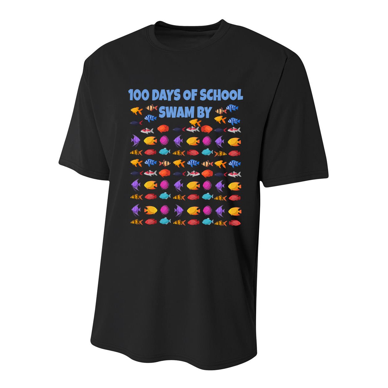 100 Days Of School Swam By Fish Youth Performance Sprint T-Shirt