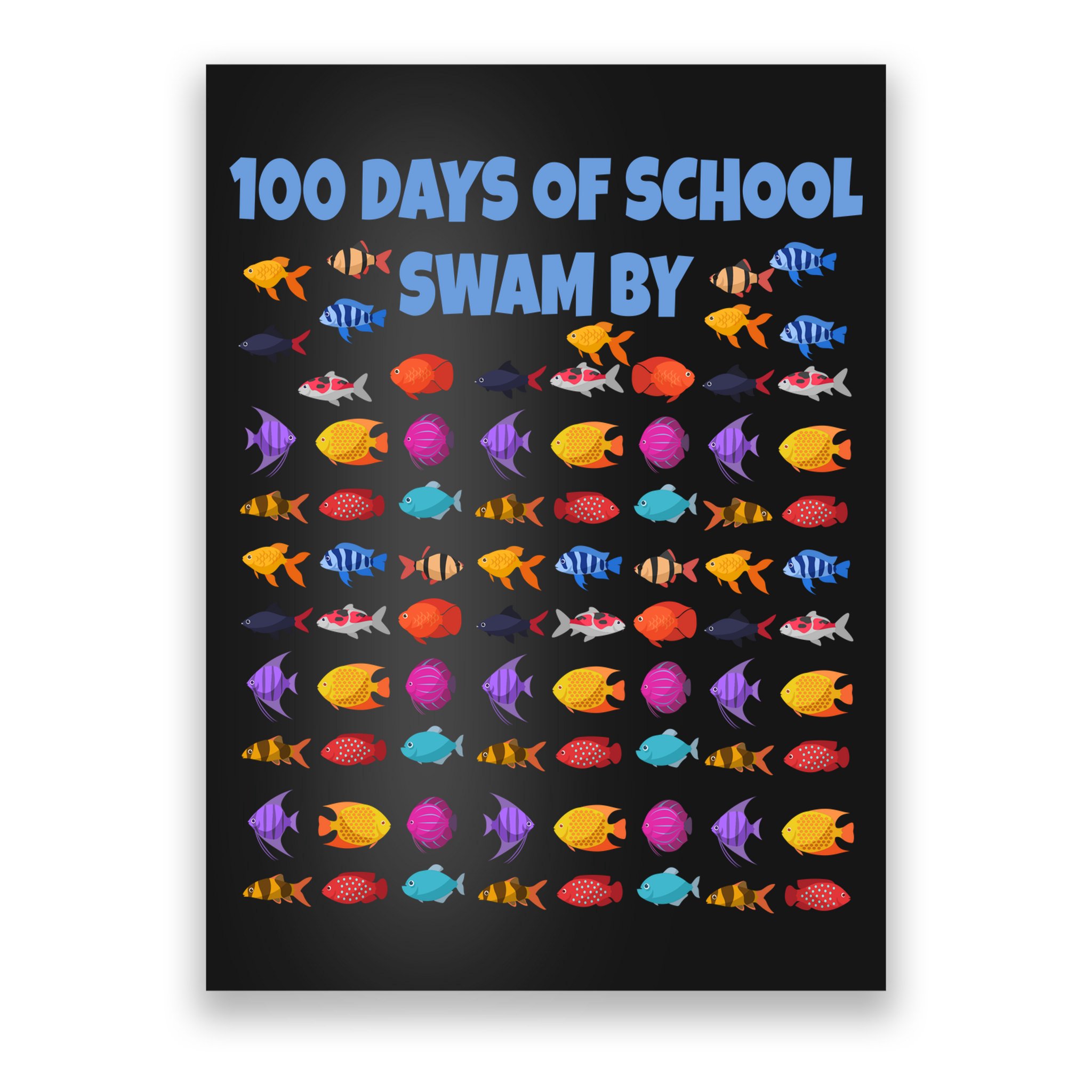 100 Days Of School Swam By Fish Poster