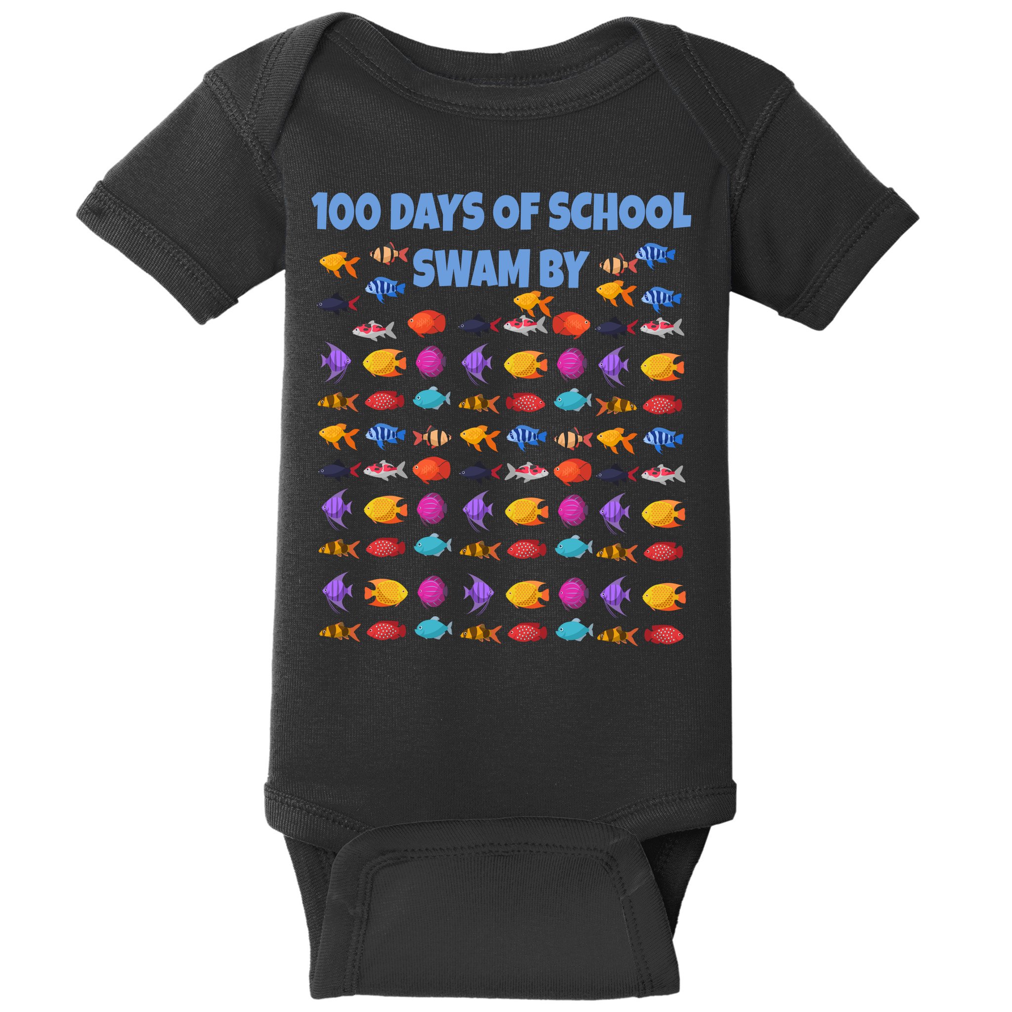 100 Days Of School Swam By Fish Baby Bodysuit