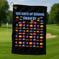 100 Days Of School Swam By Fish Golf Towel