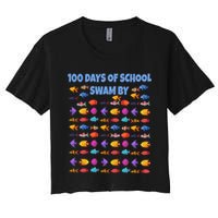 100 Days Of School Swam By Fish Women's Crop Top Tee