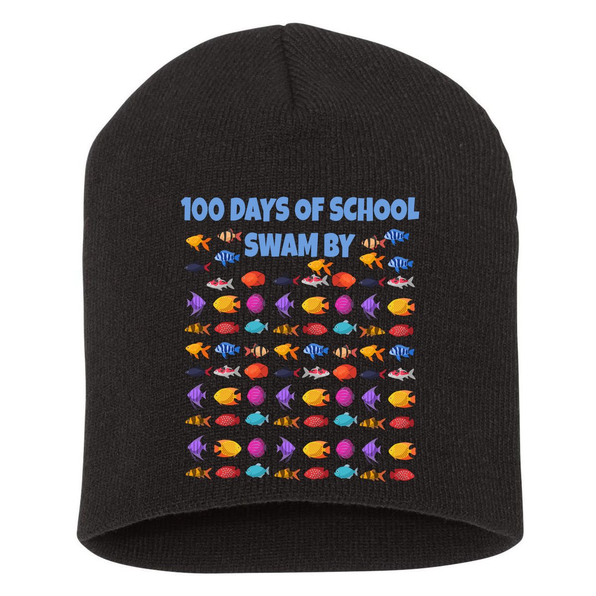 100 Days Of School Swam By Fish Short Acrylic Beanie