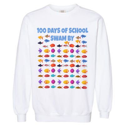 100 Days Of School Swam By Fish Garment-Dyed Sweatshirt