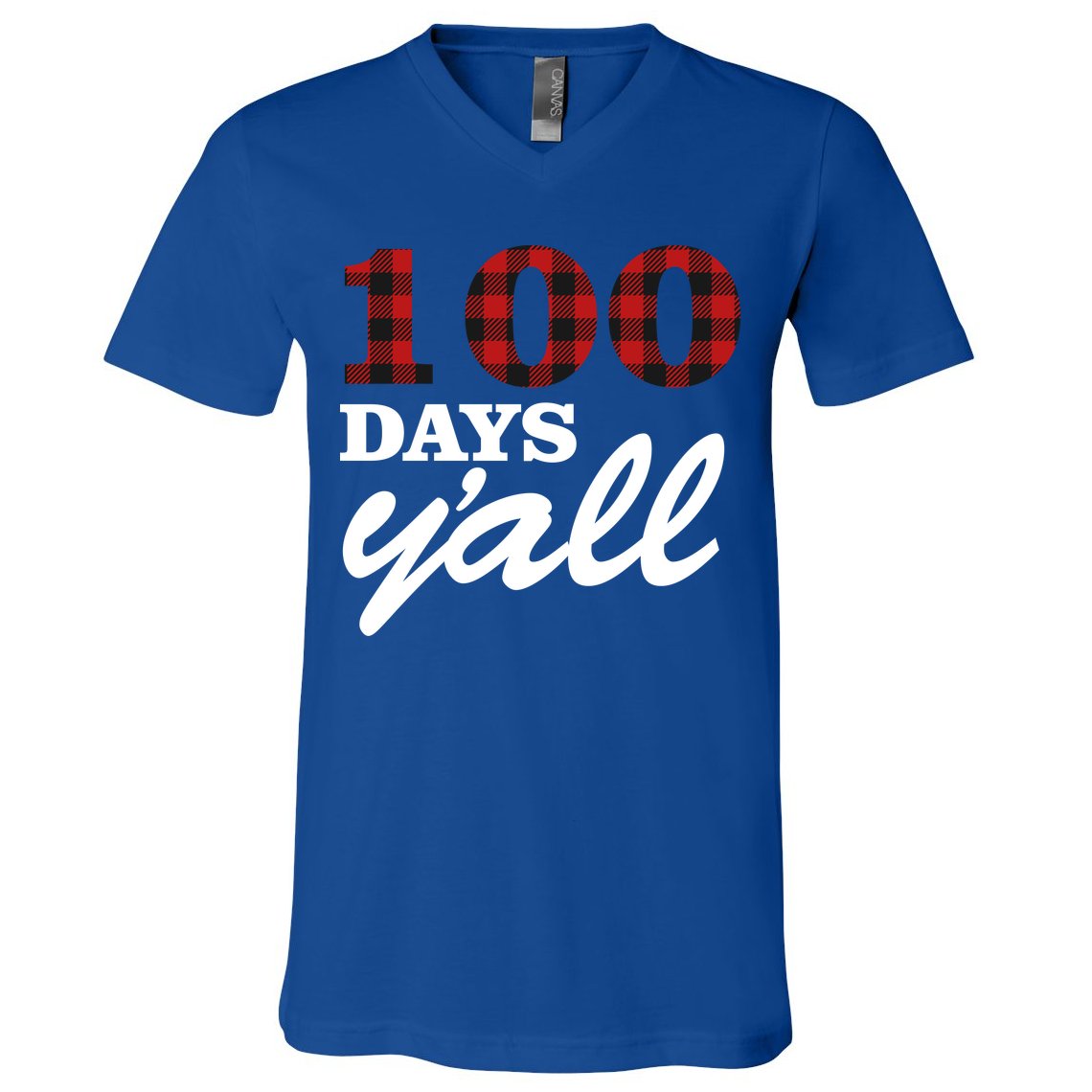100 Days Of School Y'all V-Neck T-Shirt