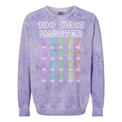 100 Days Smarter 100th Day Of School Colorblast Crewneck Sweatshirt