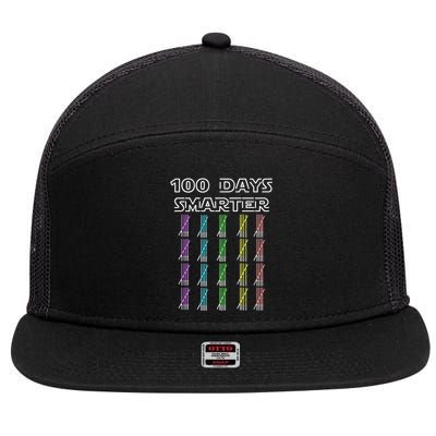 100 Days Smarter 100th Day Of School 7 Panel Mesh Trucker Snapback Hat