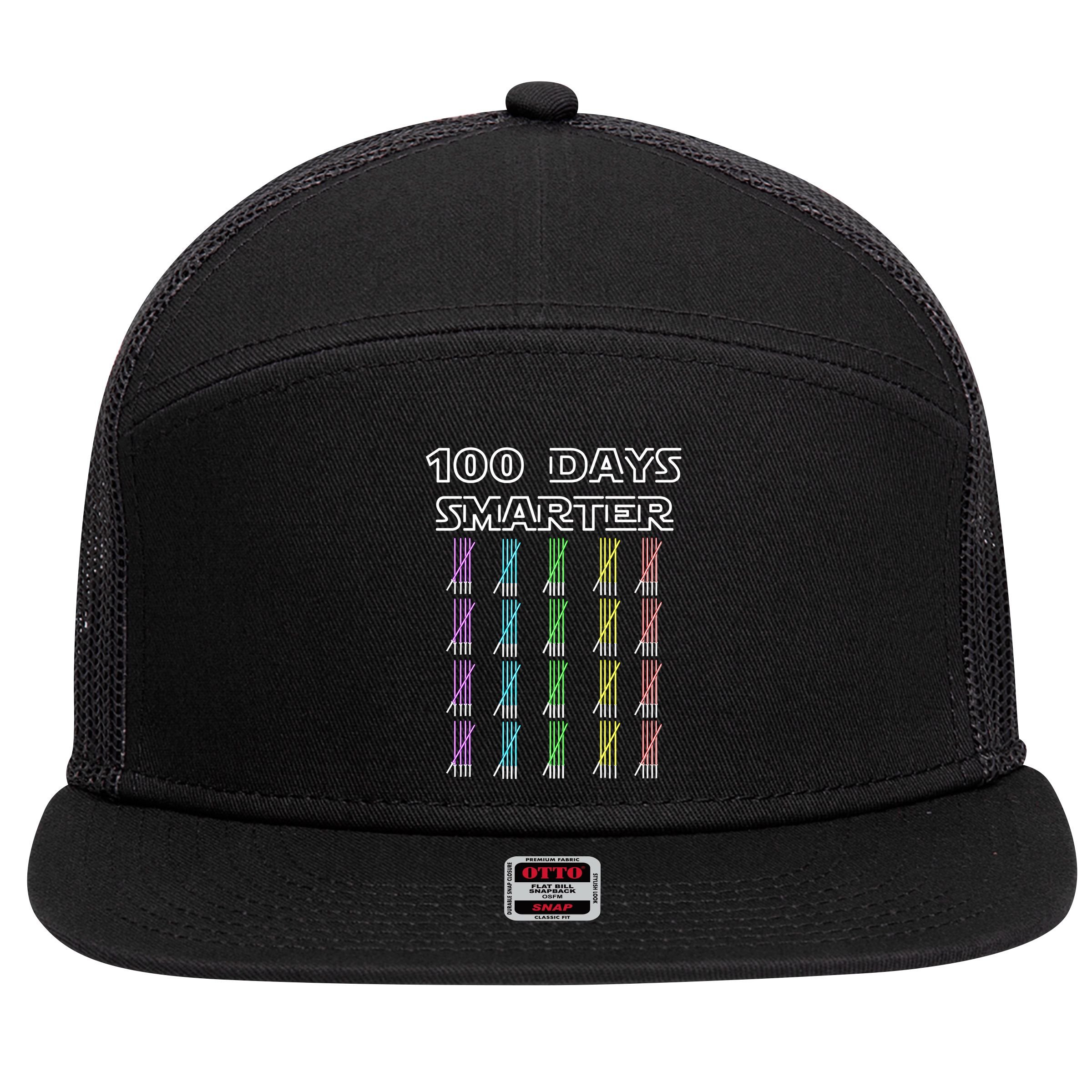 100 Days Smarter 100th Day Of School 7 Panel Mesh Trucker Snapback Hat