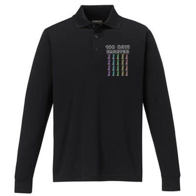 100 Days Smarter 100th Day Of School Performance Long Sleeve Polo