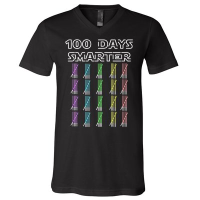 100 Days Smarter 100th Day Of School V-Neck T-Shirt