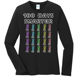 100 Days Smarter 100th Day Of School Ladies Long Sleeve Shirt