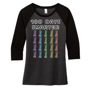 100 Days Smarter 100th Day Of School Women's Tri-Blend 3/4-Sleeve Raglan Shirt