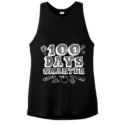 100 Days Smarter Funny 100 Days Of School Ladies PosiCharge Tri-Blend Wicking Tank