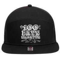 100 Days Smarter Funny 100 Days Of School 7 Panel Mesh Trucker Snapback Hat