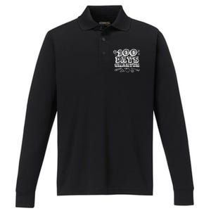 100 Days Smarter Funny 100 Days Of School Performance Long Sleeve Polo