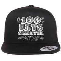 100 Days Smarter Funny 100 Days Of School Flat Bill Trucker Hat