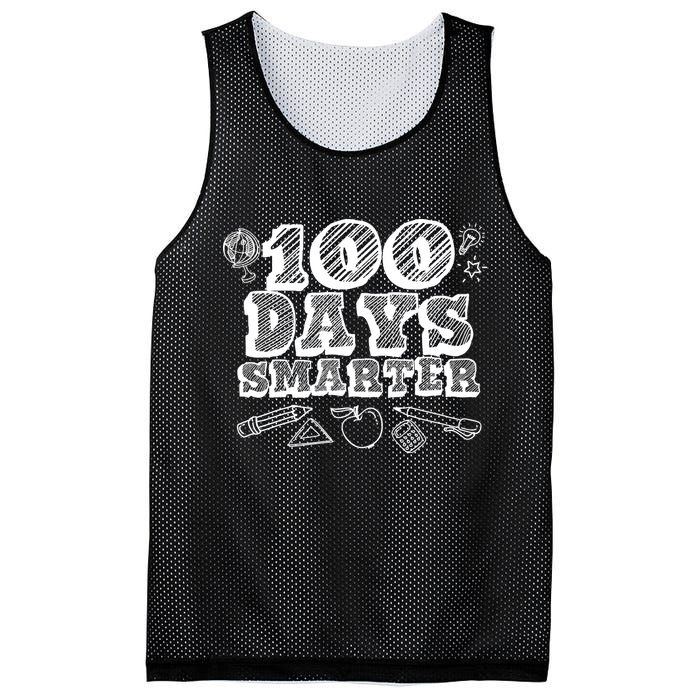 100 Days Smarter Funny 100 Days Of School Mesh Reversible Basketball Jersey Tank