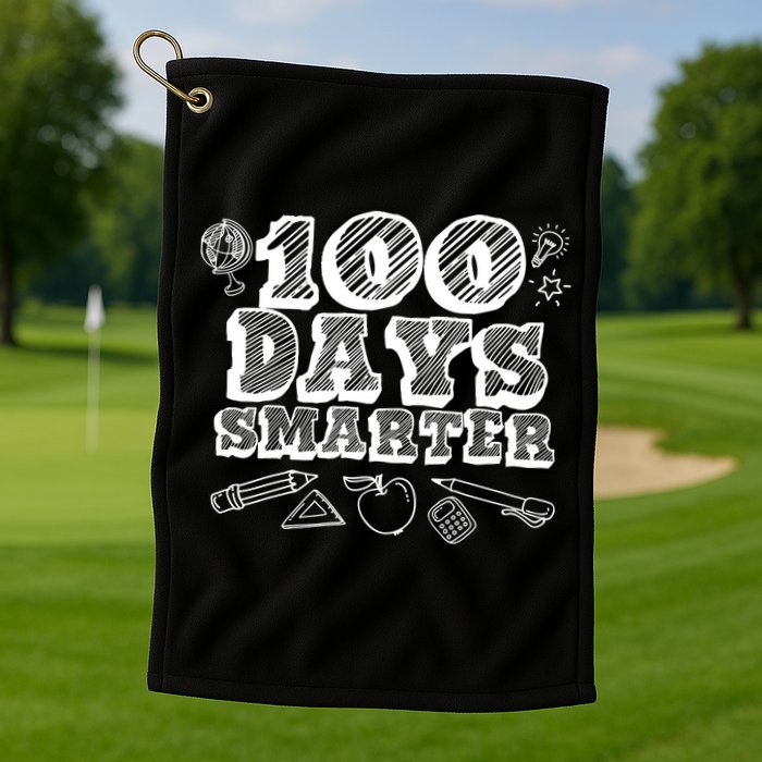100 Days Smarter Funny 100 Days Of School Golf Towel