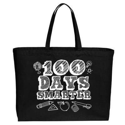 100 Days Smarter Funny 100 Days Of School Cotton Canvas Jumbo Tote