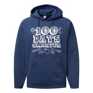 100 Days Smarter Funny 100 Days Of School Performance Fleece Hoodie