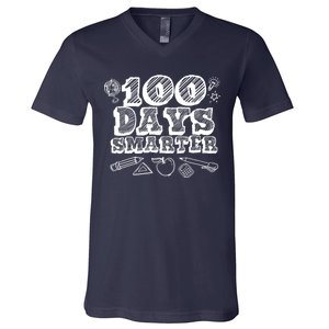 100 Days Smarter Funny 100 Days Of School V-Neck T-Shirt