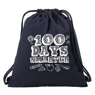 100 Days Smarter Funny 100 Days Of School Drawstring Bag