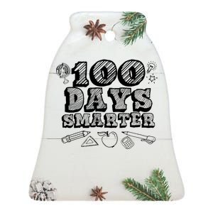 100 Days Smarter Funny 100 Days Of School Ceramic Bell Ornament