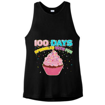 100 Days Sprinkled With Fun Cupcake  Ladies PosiCharge Tri-Blend Wicking Tank