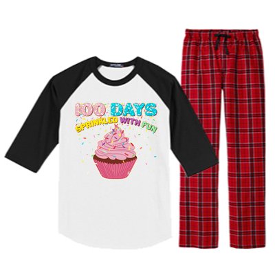 100 Days Sprinkled With Fun Cupcake  Raglan Sleeve Pajama Set