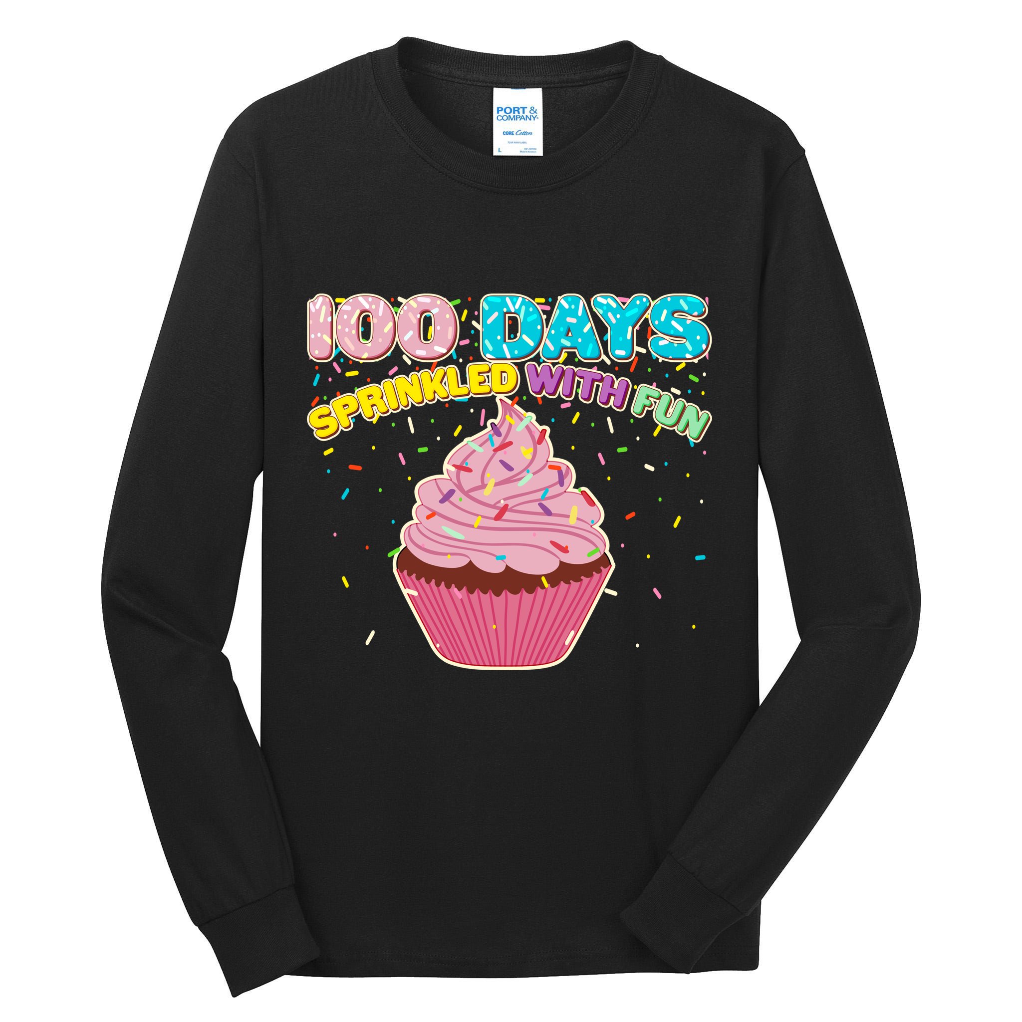 100 Days Sprinkled With Fun Cupcake  Tall Long Sleeve T-Shirt