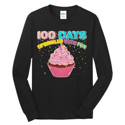 100 Days Sprinkled With Fun Cupcake  Tall Long Sleeve T-Shirt