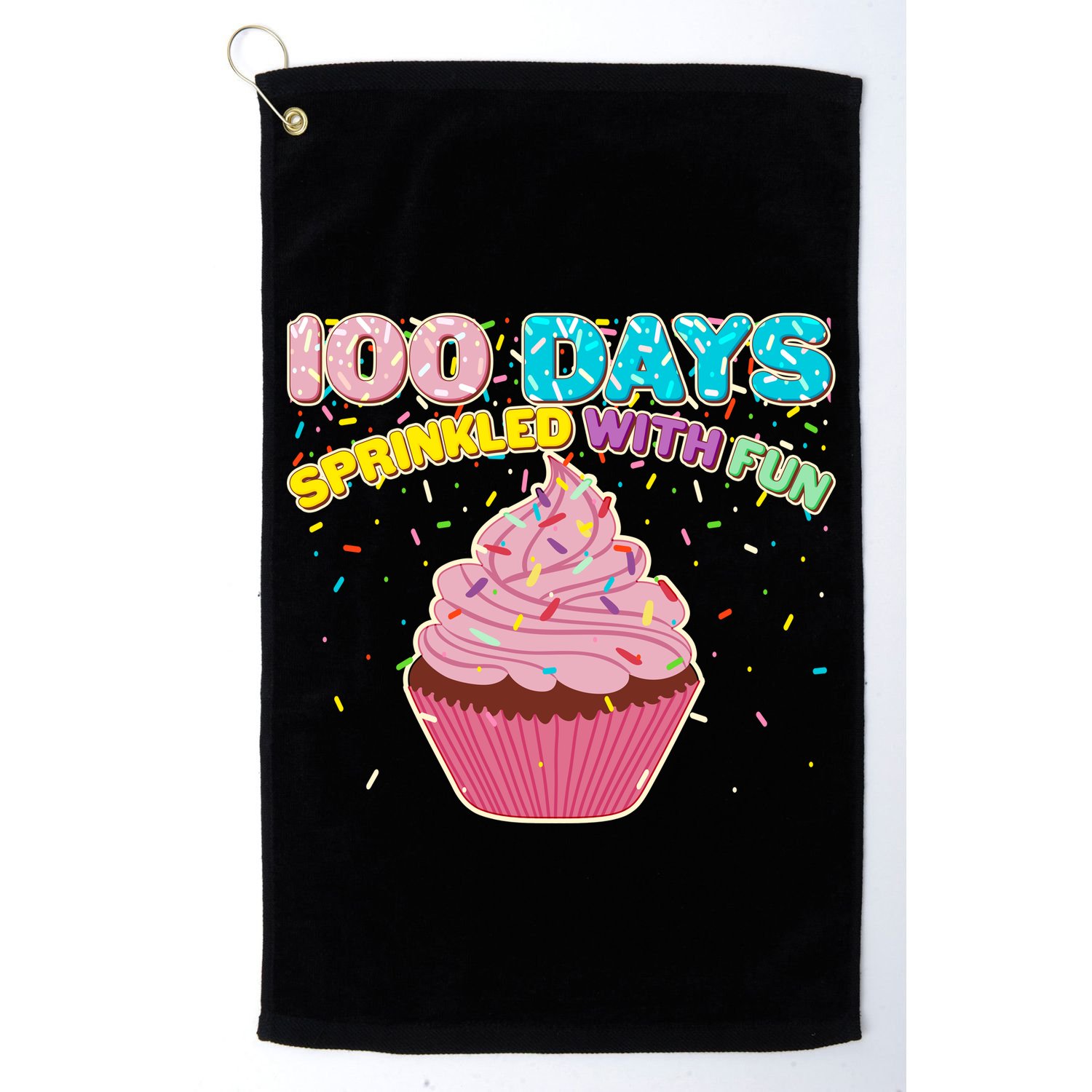 100 Days Sprinkled With Fun Cupcake  Golf Towel