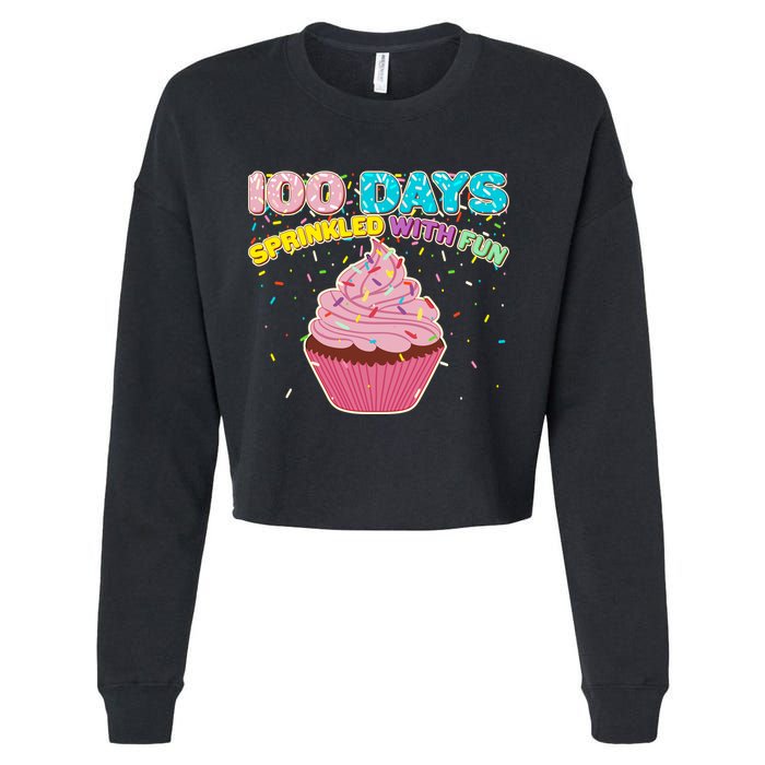 100 Days Sprinkled With Fun Cupcake  Cropped Pullover Crew