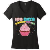 100 Days Sprinkled With Fun Cupcake  Women's V-Neck T-Shirt