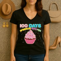 100 Days Sprinkled With Fun Cupcake  Women's V-Neck T-Shirt